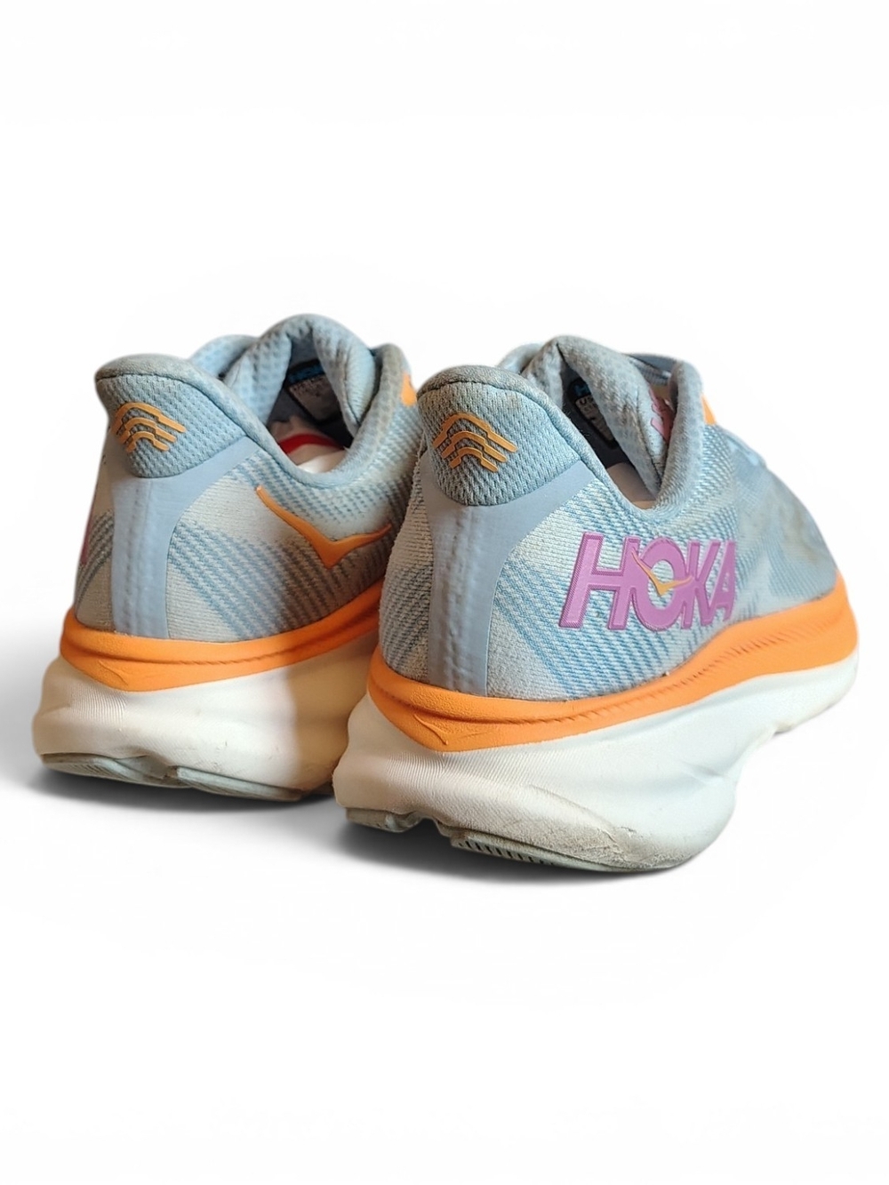Hoka One One Clifton 9 Women’s Size 11B Running Sneakers Airy Blue/Orange - Picture 7 of 10